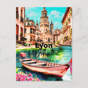 Carte postale de voyage à Lyon France, Carte posta