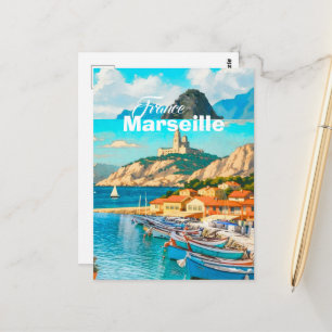 Carte postale de voyage à Marseille France, Carte