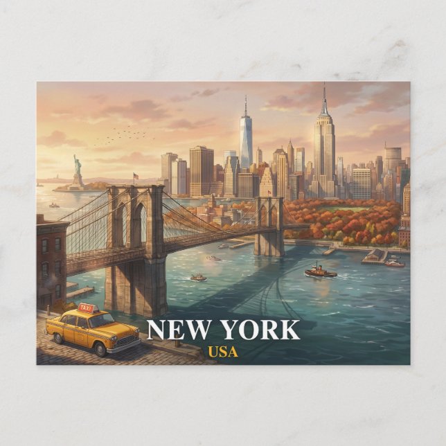 Carte postale de voyage à New York | Pont de Brook (Devant)