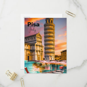 Carte postale de voyage à Pise Italie, Carte posta