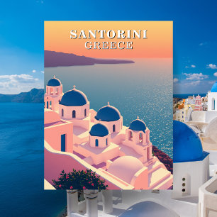 Carte postale de voyage à Santorin Grèce