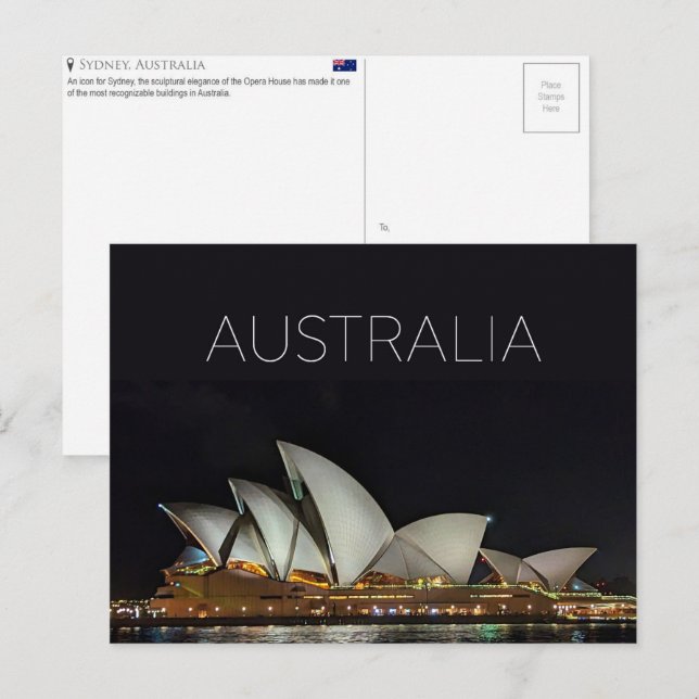Carte postale de voyage à Sydney, Australie (Devant / Derrière)