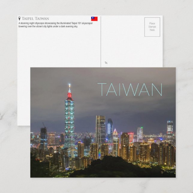 Carte postale de voyage à Taipei, Taïwan (Devant / Derrière)