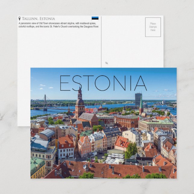 Carte postale de voyage à Tallinn, Estonie (Devant / Derrière)