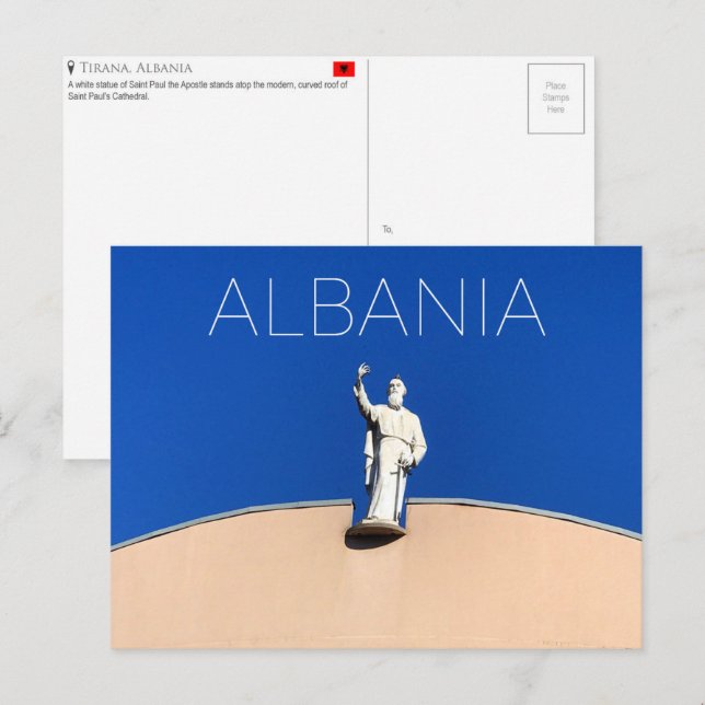 Carte postale de voyage à Tirana, Albanie (Devant / Derrière)