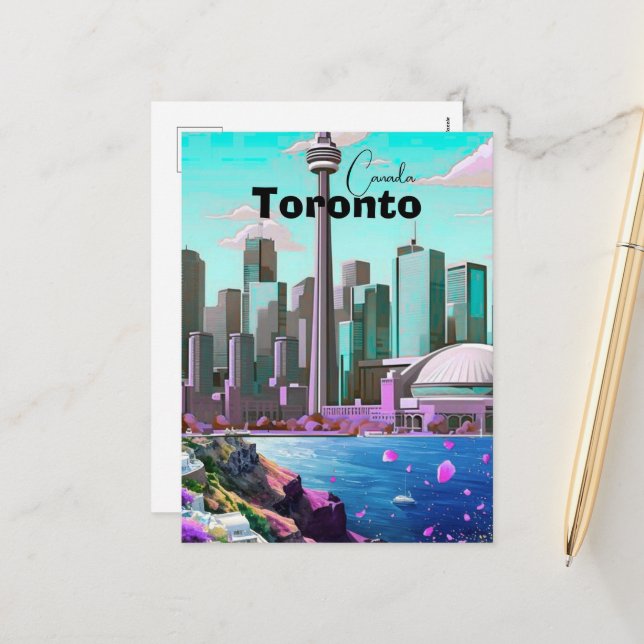 Carte postale de voyage à Toronto, carte postale d (Devant/Arrière en situation)