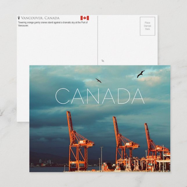 Carte postale de voyage à Vancouver, Canada (Devant / Derrière)