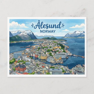 Carte postale de voyage Ålesund Norvège
