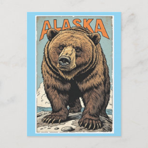 CARTE POSTALE DE VOYAGE ANCIENNE OURS BRUN D'ALASK