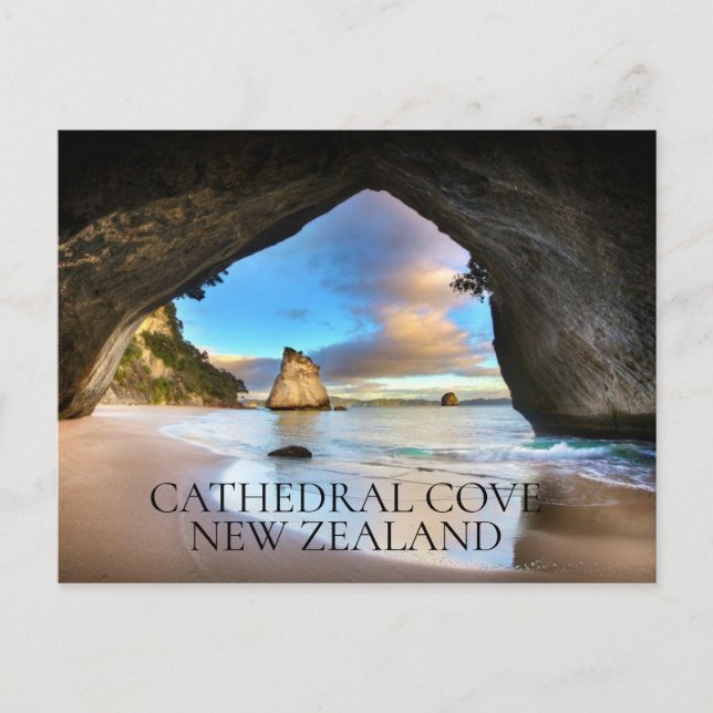 Carte postale de voyage "Cathedral Cove, Nouvelle- (Devant)