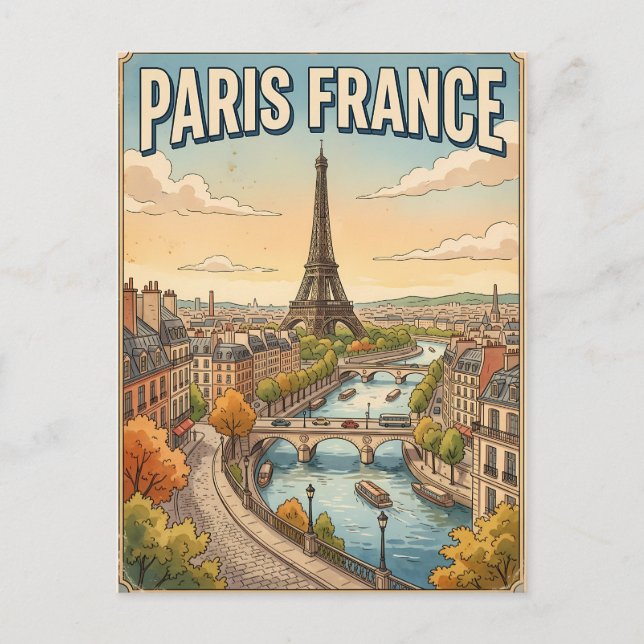 Carte postale de voyage d'anime vintage Paris Fran (Devant)