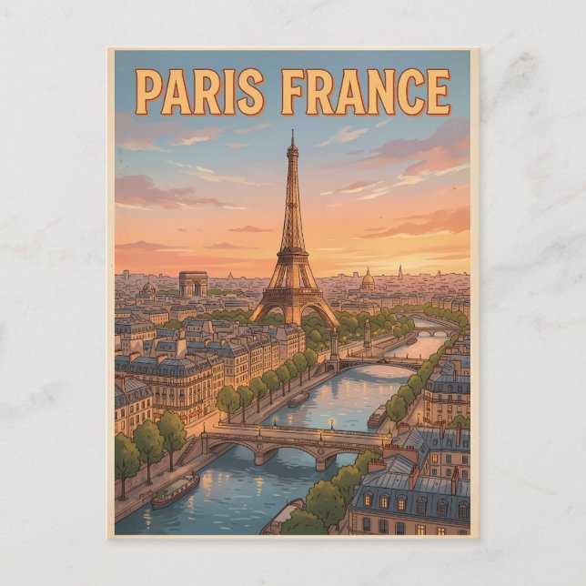 Carte postale de voyage d'anime vintage Paris Fran (Devant)