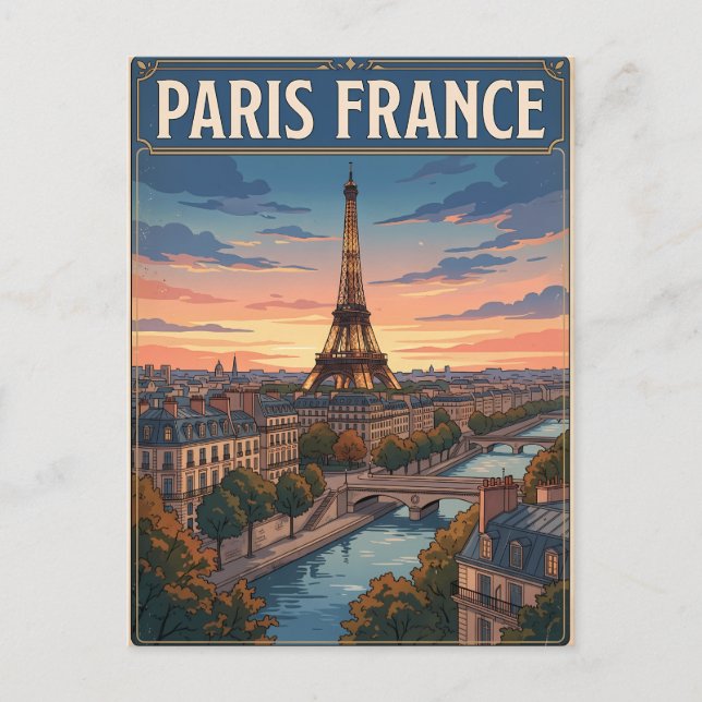 Carte postale de voyage d'anime vintage Paris Fran (Devant)