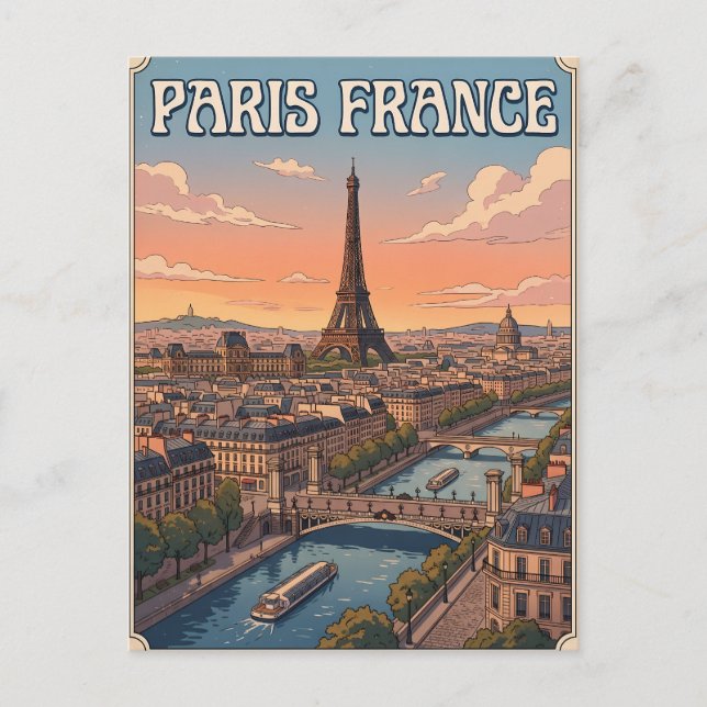 Carte postale de voyage d'anime vintage Paris Fran (Devant)