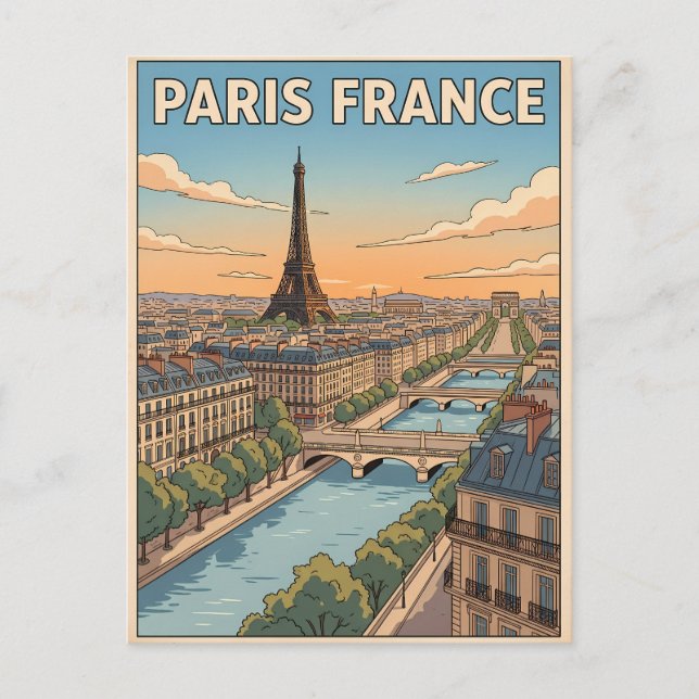 Carte postale de voyage d'anime vintage Paris Fran (Devant)