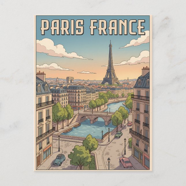 Carte postale de voyage d'anime vintage Paris Fran (Devant)