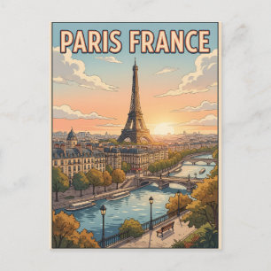Carte postale de voyage d'anime vintage Paris Fran