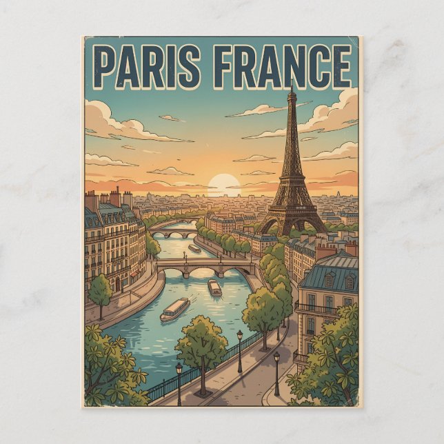 Carte postale de voyage d'anime vintage Paris Fran (Devant)