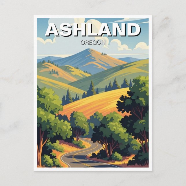 Carte postale de voyage d'Ashland Oregon (Devant)