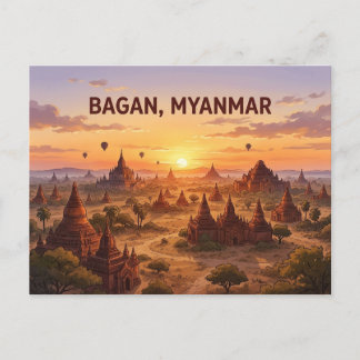 Carte postale de voyage de Bagan Myanmar au couche