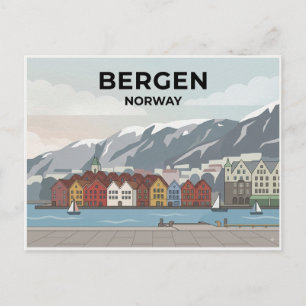 Carte postale de voyage de Bergen, Norvège