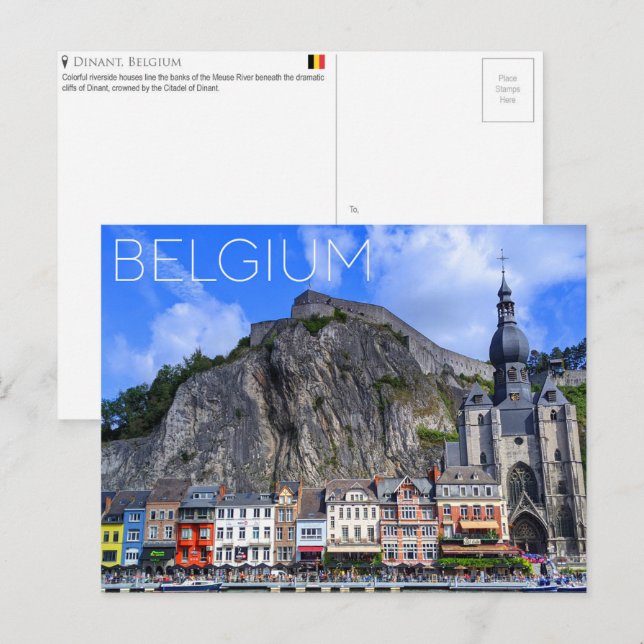 Carte postale de voyage de Dinant, Belgique (Devant / Derrière)