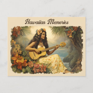 Carte postale de voyage de fille de guitare hawaïe