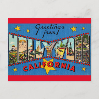 Carte postale de voyage de Hollywood Ca.