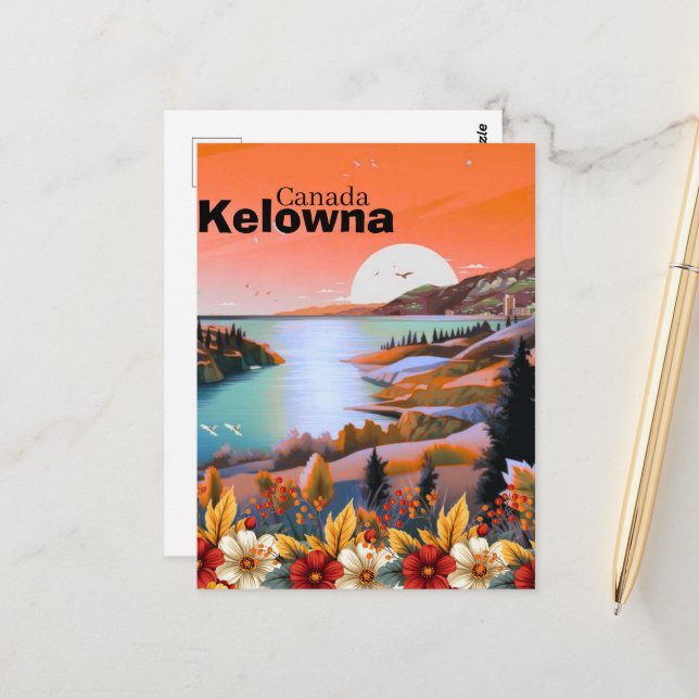 Carte postale de voyage de Kelowna BC, Colombie-Br (Devant/Arrière en situation)