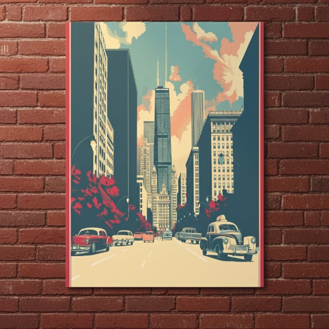 Carte postale de voyage de la skyline de Chicago (Créateur téléchargé)