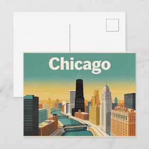 Carte postale de voyage de la skyline de Chicago v