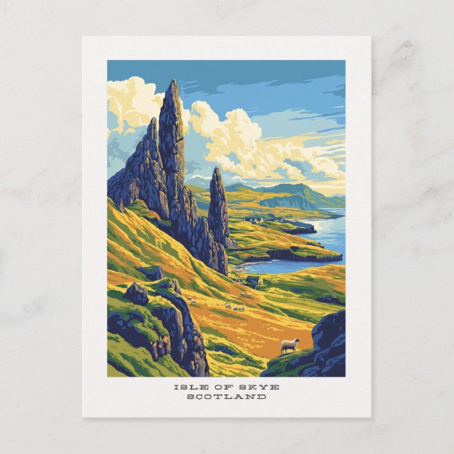 Carte postale de voyage de l'île de Skye en Écosse (Devant)