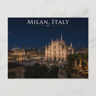 Carte postale de voyage de Milan Italie vue noctur