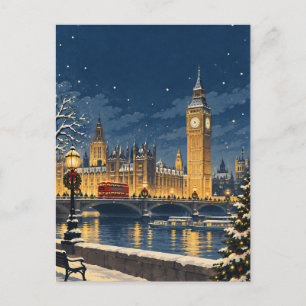 Carte postale de voyage de Noël vintage Londres An