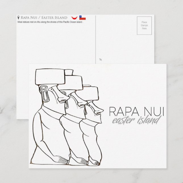 Carte postale de voyage de Rapa Nui / Île de Pâque (Devant / Derrière)