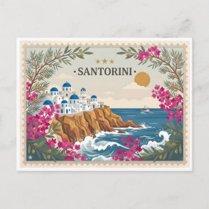Carte postale de voyage de Santorin Grèce vintage