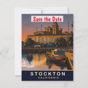 Carte postale de voyage de Stockton, Californie, 