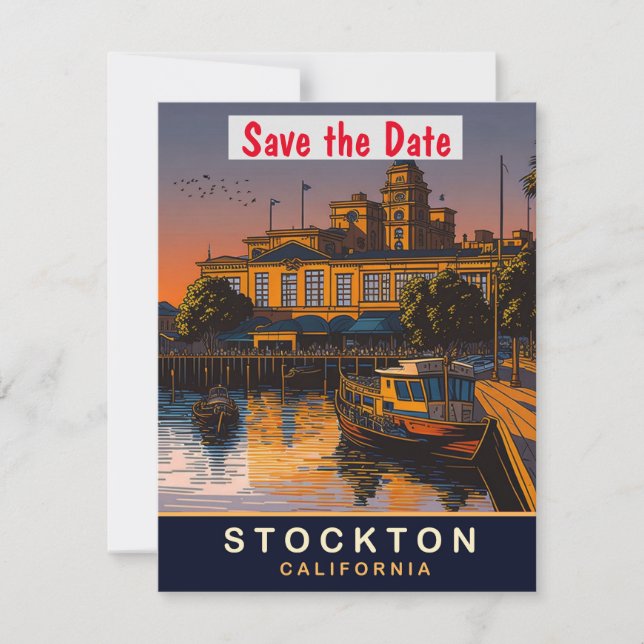 Carte postale de voyage de Stockton, Californie,  (Devant)