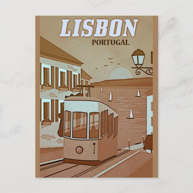 Carte postale de voyage de style vintage Lisbonne  (Devant)