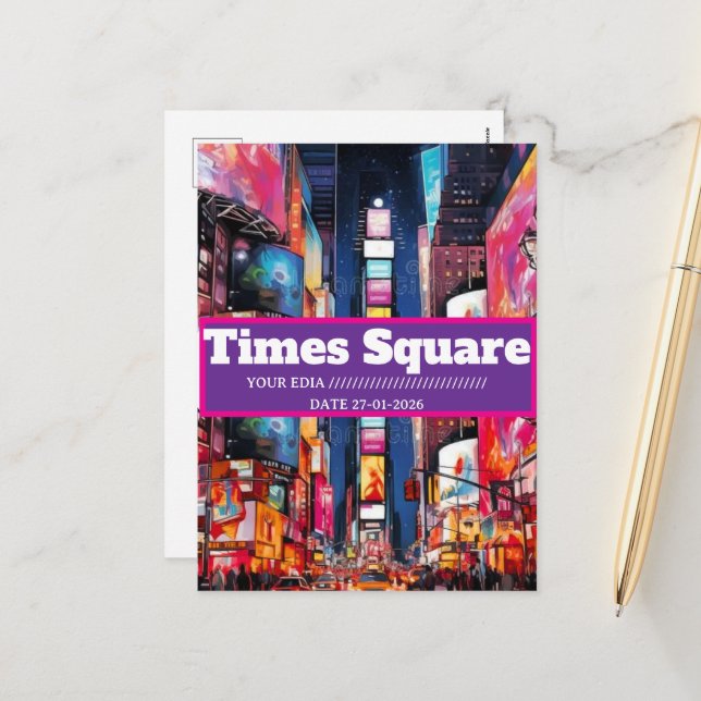 Carte postale de voyage de Times Square, carte pos (Devant/Arrière en situation)