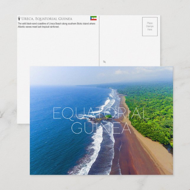 Carte postale de voyage de Ureca Beach, Guinée équ (Devant / Derrière)