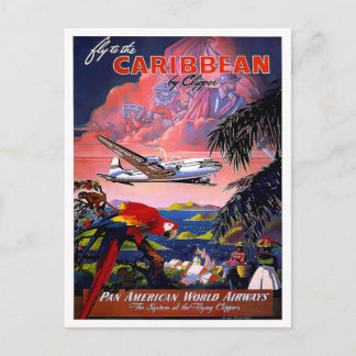Carte postale de voyage des Caraïbes vintages