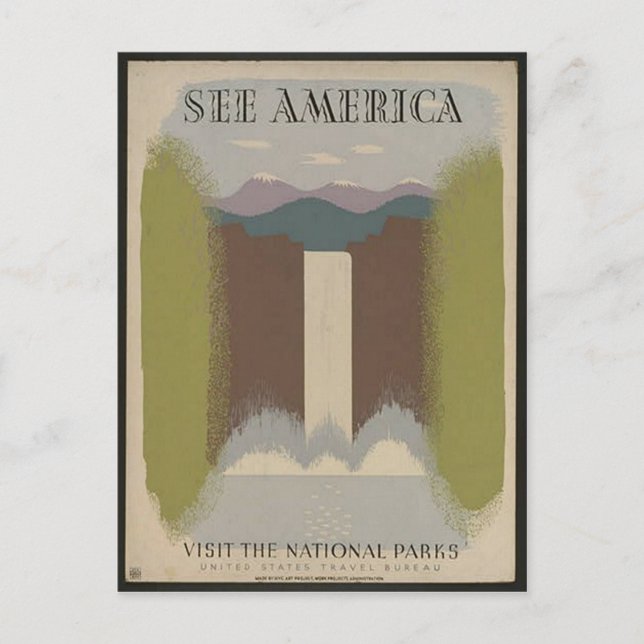 Carte postale de voyage des parcs nationaux vintag (Devant)