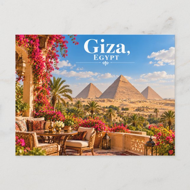Carte postale de voyage des pyramides de Gizeh Égy (Devant)