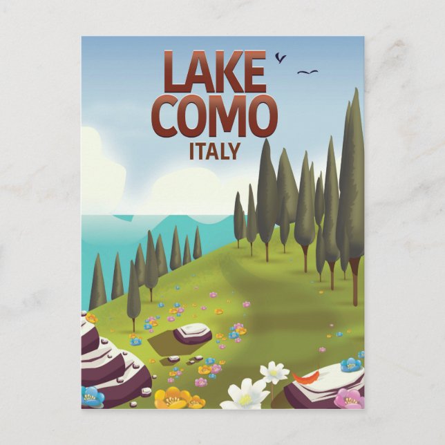 Carte postale de voyage du lac de Côme Italie. (Devant)