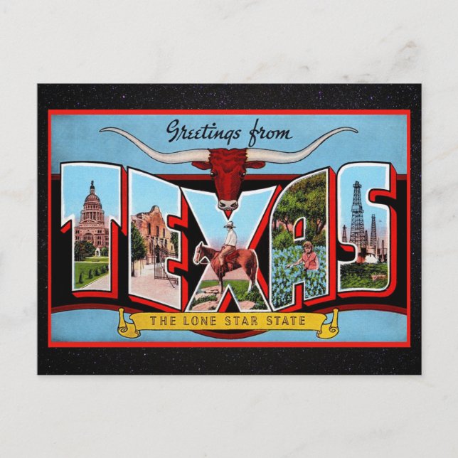 Carte postale de voyage du Texas (Devant)