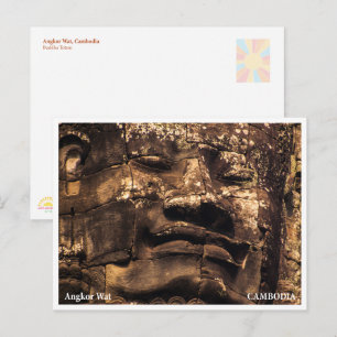 Carte postale de voyage du totem Bouddha d'Angkor