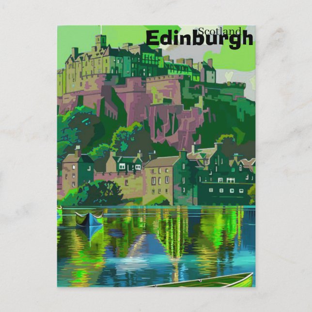 Carte postale de voyage Édimbourg, Art de voyage É (Devant)