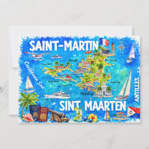 Carte postale de voyage illustrée de l'île Saint-M
