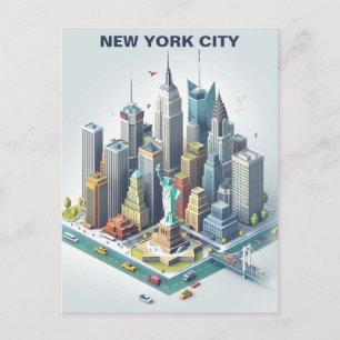 Carte postale de voyage isométrique de New York Ci